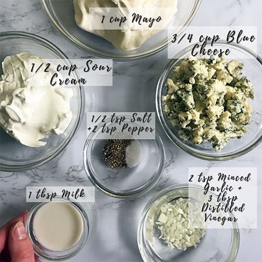 Ingredients needed to make steakhouse blue cheese dressing