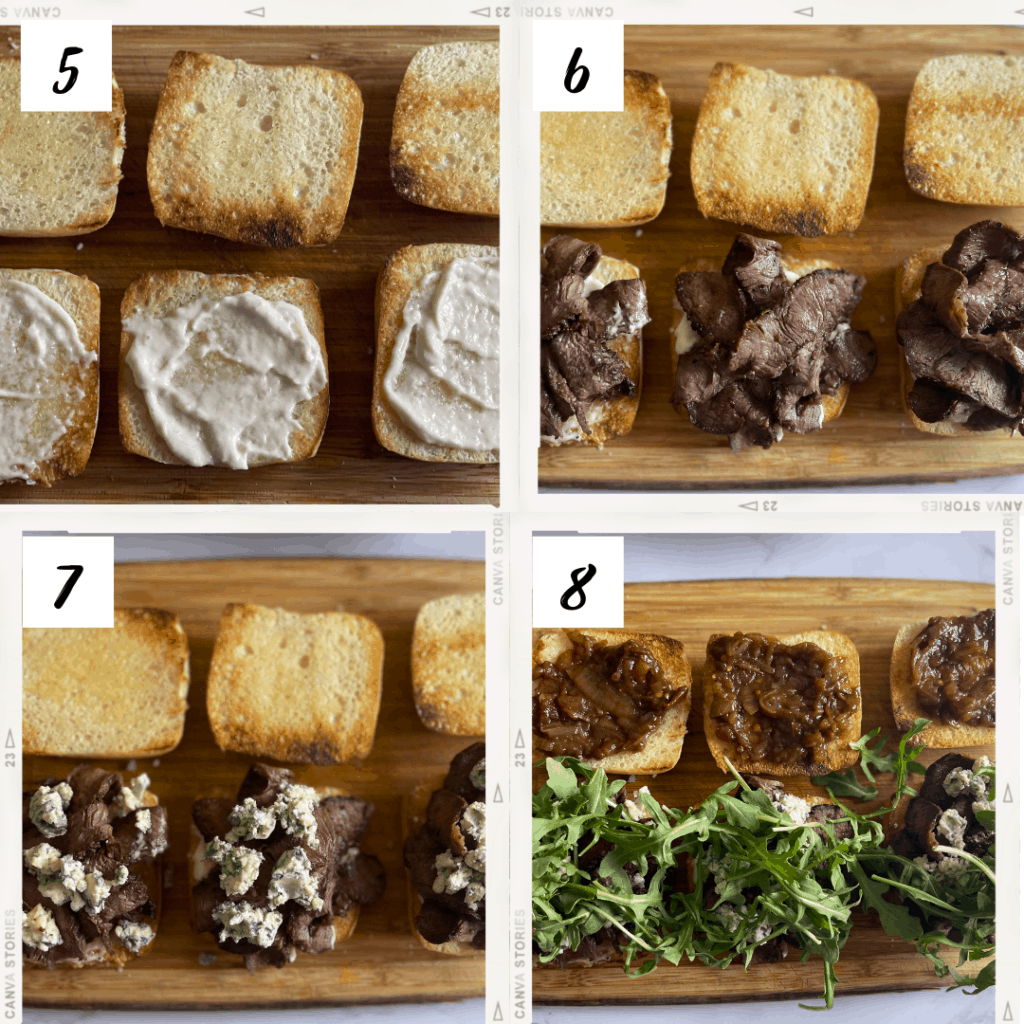 Steak Sliders with blue cheese steps 5-8