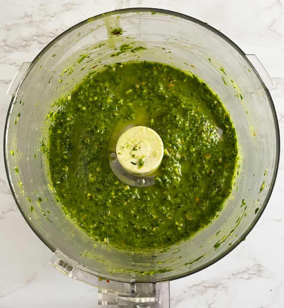 Arugula Chimichurri finished in food processor