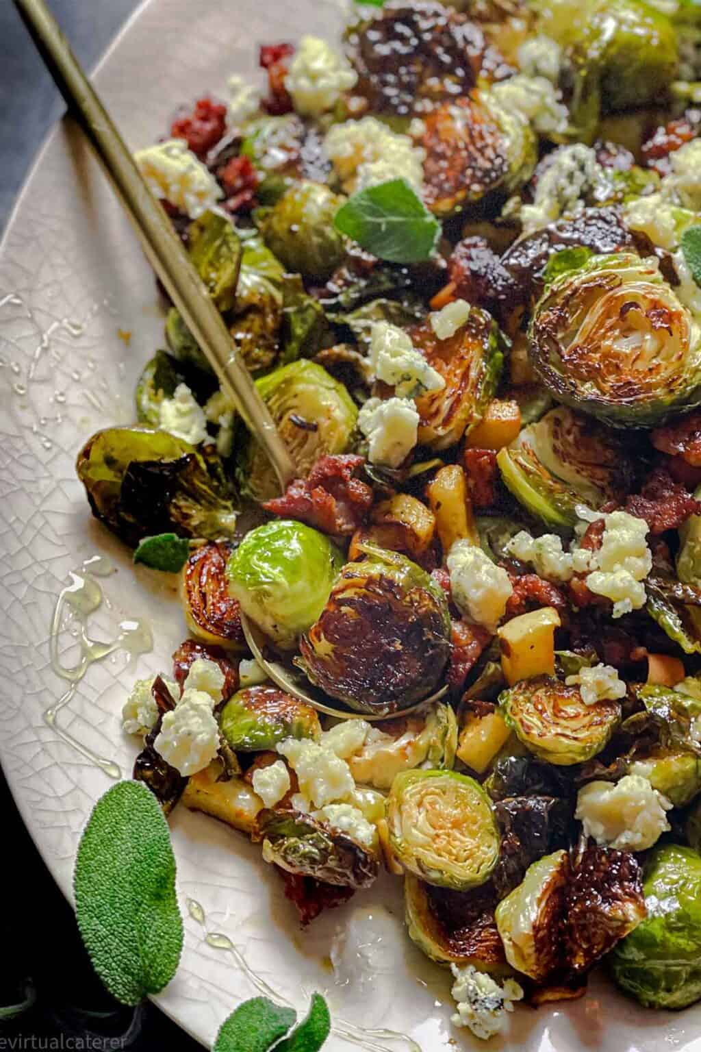 Easy Sheet Pan Brussels Sprouts With Sausage And Honey The Virtual Caterer 6374