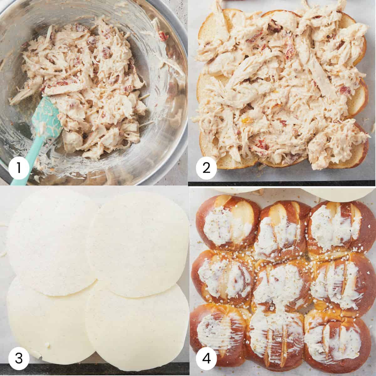 Making chicken sliders process shots. 