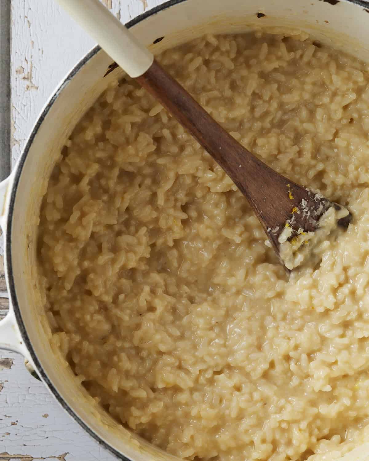 Risotto after being stirred before serving.