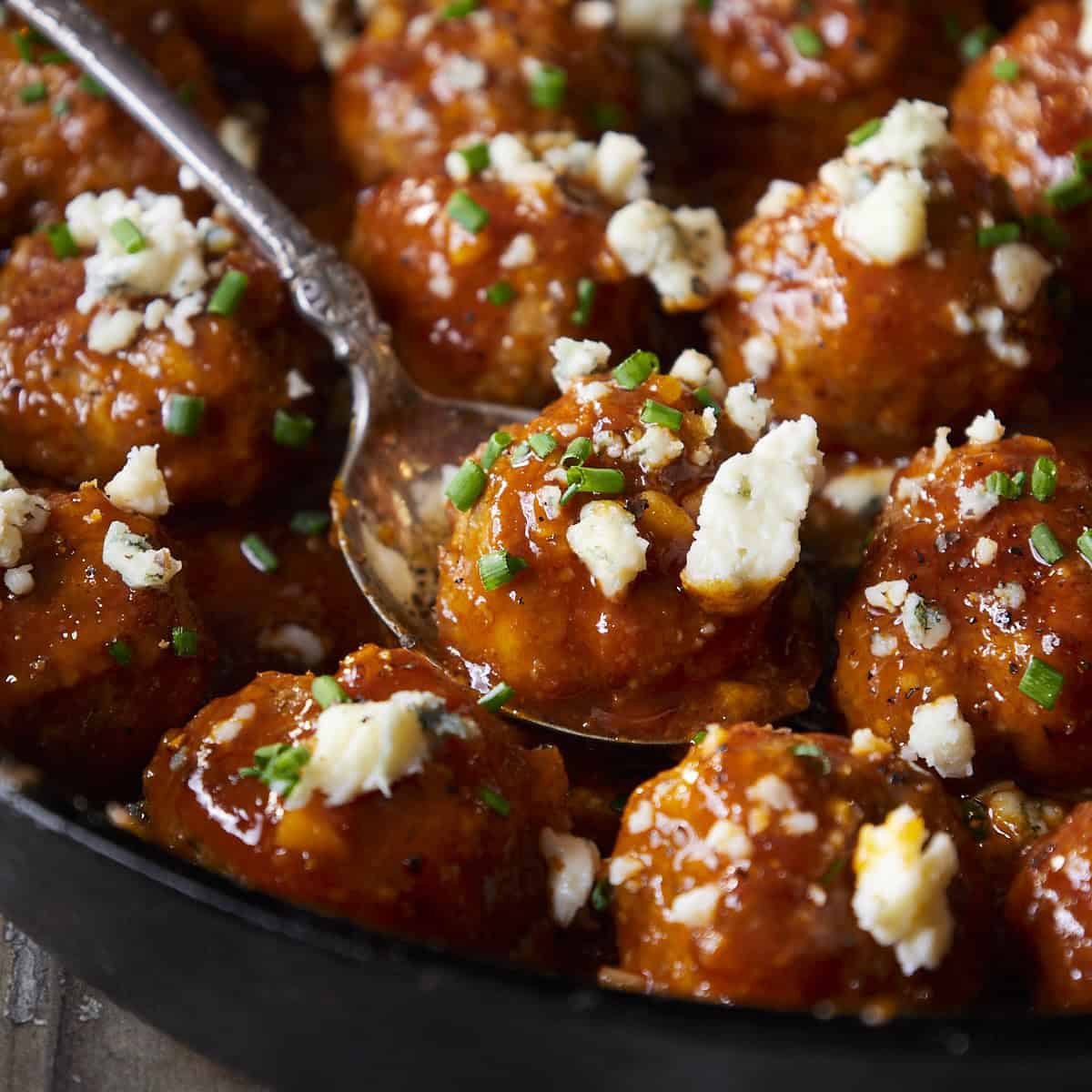Buffalo Chicken Meatballs with Honey Garlic Buffalo Sauce
