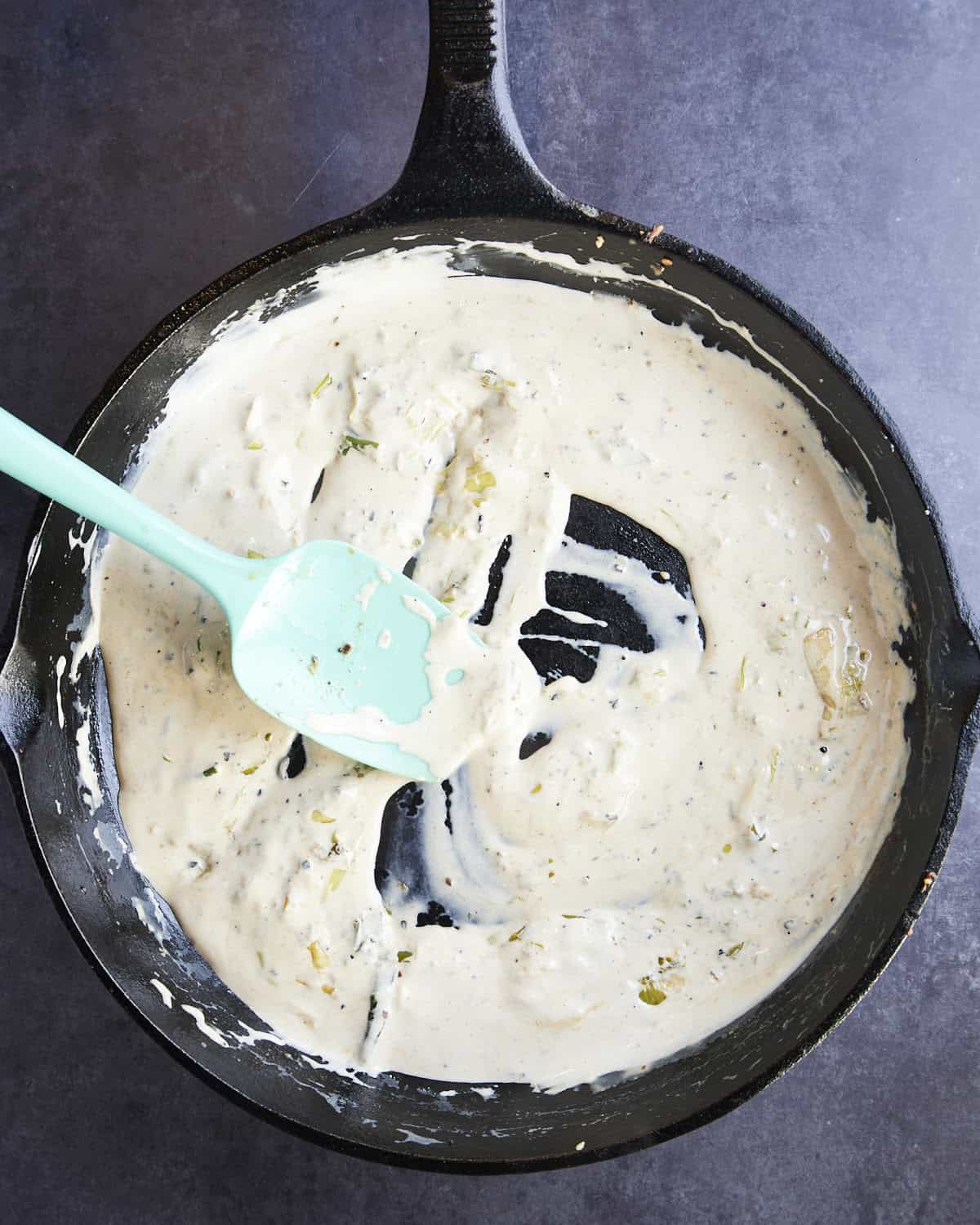 Charred scallion cream sauce for pork tenderloin.